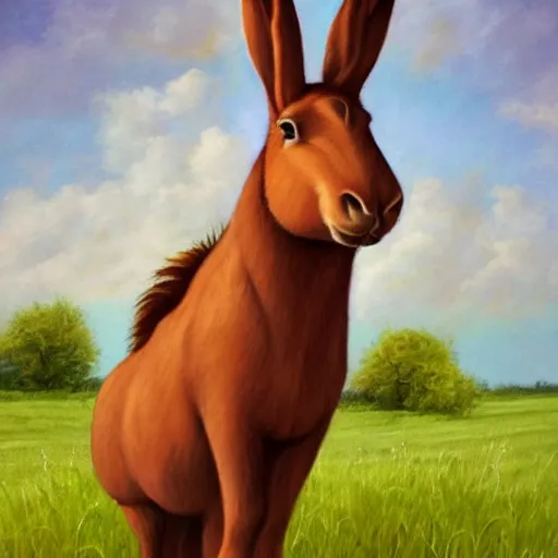 Prompt: a horse with a rabbit head