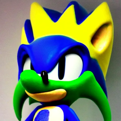 Prompt: sonic the hedgehog in an alien world made of peas