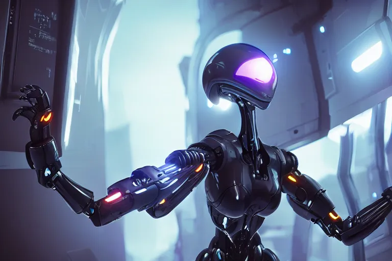 Image similar to cyberpunk alien concept inspired anime robot, futuristic look, highly detailed body, very powerful, photorealistic camera shot, bright studio setting, studio lighting, crisp quality and light reflections, unreal engine 5 quality render
