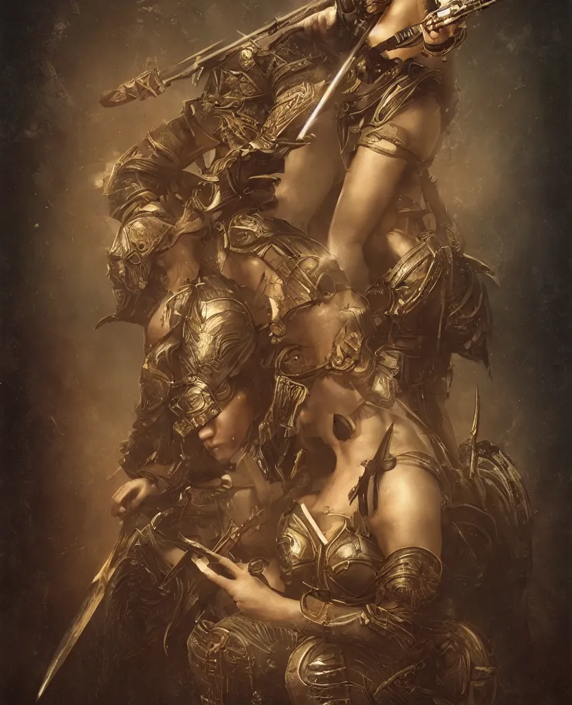 Image similar to a beautiful ultradetailed fine art dark warrior, wild and butcher with ancient weapons, by tom bagshaw and zach sutton, vignette, 3 5 mm lens, golden ratio composition, studio photography, very detailed, humanoids, artstation, 8 k, highly coherent