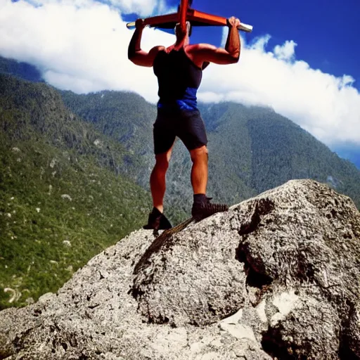 Image similar to strong man lifting a mountain