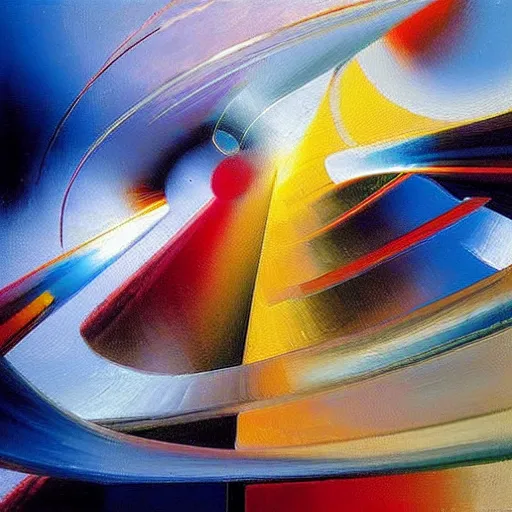 Image similar to abstract art representing momentum, oil painting by john berkey and gabriel dawe, masterwork