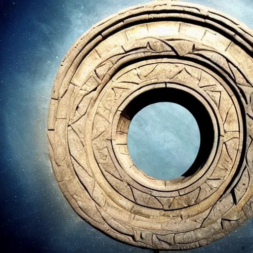 Prompt: stargate made of stone that form a circle, portal to another dimension cinematic view, epic sky highly detailed