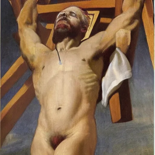 Image similar to donald trump crucified in the style of christ crucified diego velazquez