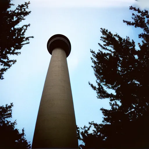 Image similar to a film photo of a windtower, Kodak gold 200 film