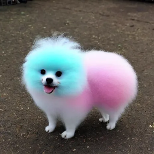 Image similar to cotton candy that looks like a pomeranian