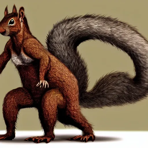 Prompt: giant, mutated squirrel monster, highly detailed, realistic,