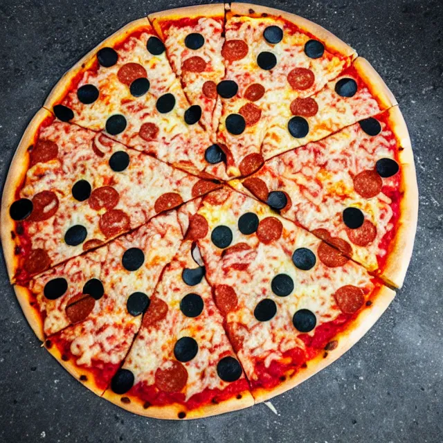 Prompt: aerial drone photo of the world's largest pizza