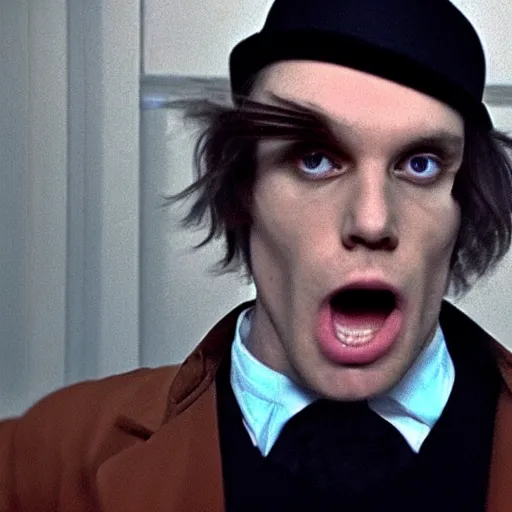 Image similar to Live Action Still of Jerma in A Clockwork Orange, real life, hyperrealistic, ultra realistic, realistic, highly detailed, epic, HD quality, 8k resolution, body and headshot, film still