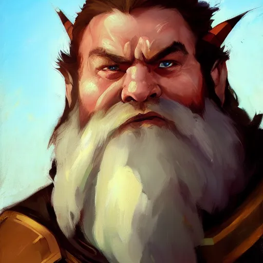 Image similar to greg manchess portrait painting of gimli as dota 2 character, medium shot, asymmetrical, profile picture, organic painting, sunny day, matte painting, bold shapes, hard edges, street art, trending on artstation, by huang guangjian and gil elvgren and sachin teng