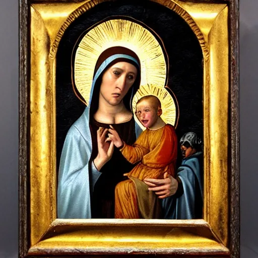 Prompt: Our Lady of Sorrows Renaissance painting