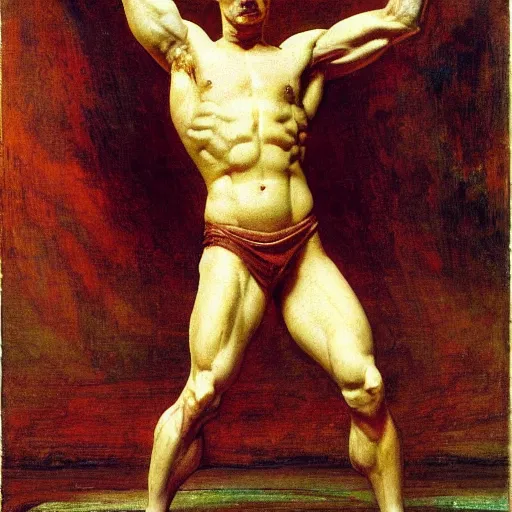 Image similar to an muscular jedi man, george frederic watts