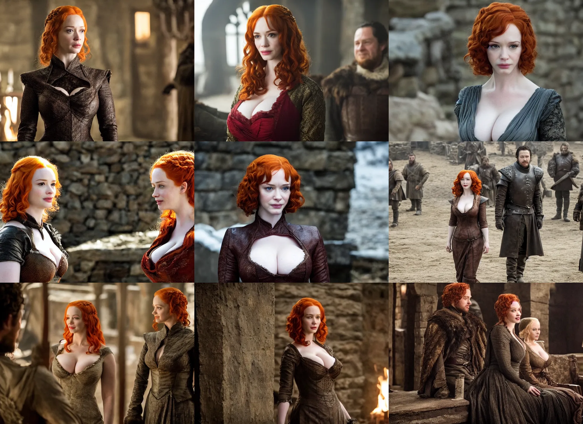 Prompt: christina hendricks in game of thrones scene