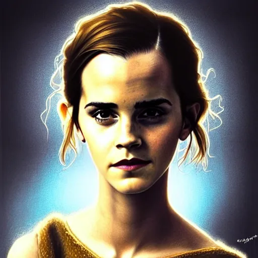 Image similar to Africa, beautiful portrait of Very funny actress Emma Watson lke monkey face looking like an old monkey, Emma Watson actress blended monkey face, like , powerful , magic, thunders, dramatic lighting, intricate, wild, highly detailed, digital painting, artstation, concept art, smooth, sharp focus, illustration, art by artgerm and greg rutkowski and alphonse mucha, footage