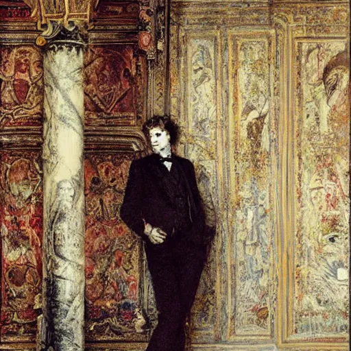 Image similar to andy richter, tuxedo, gustave moreau