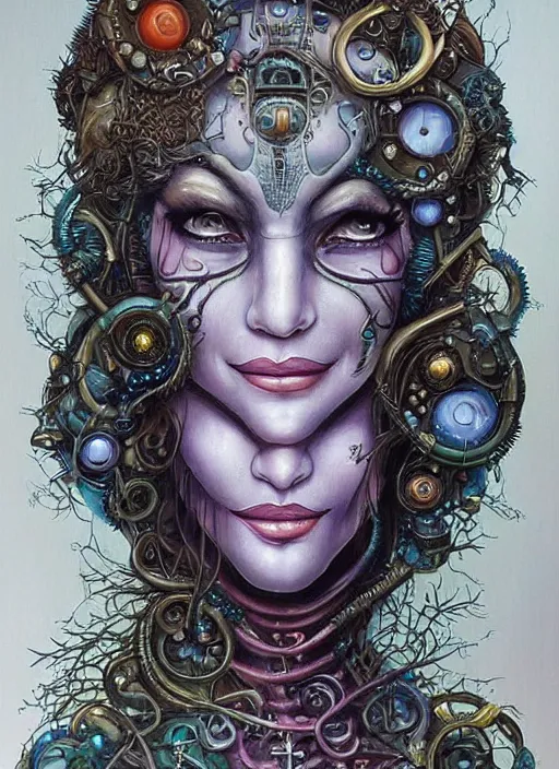 Prompt: biopunk genie portrait by julie bell, intricate biopunk patterns, detailed!, very sharp!!!