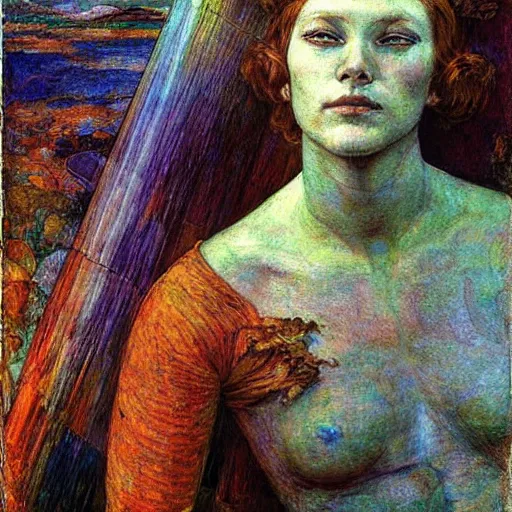 Prompt: the android in her iron crown after the storm, by Annie Swynnerton and Diego Rivera, symbolist, dramatic lighting, elaborate geometric ornament, Art Brut ,god rays, soft cool colors,smooth, sharp focus, extremely detailed, Adolf Wölfli