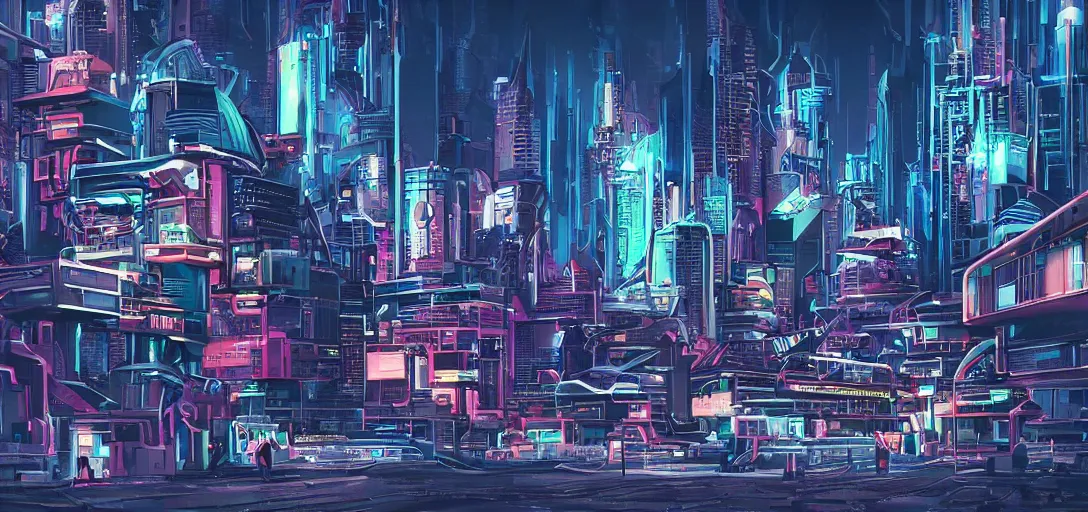 Premium Photo  Cyberpunk cityscape futurist illustration wallpaper massive  buildings with neon comic anime style digital abstract illustration