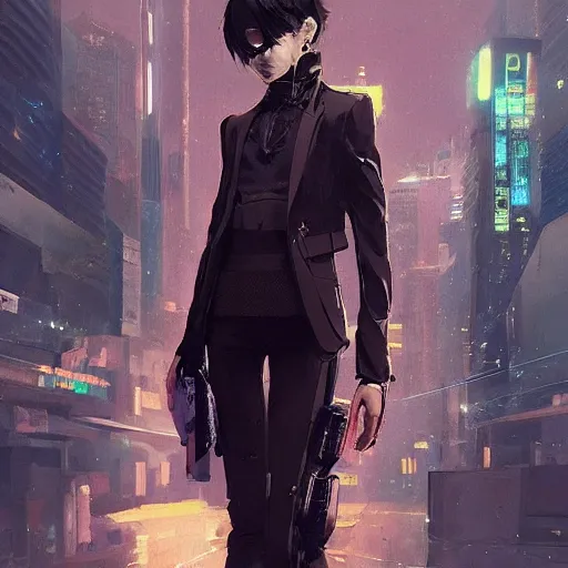 Prompt: formal wear streetwear cyberpunk outfit, pinterest, wlop, greg rutkowski ross tran, takato yomamoto, wlop, ilya kuvshinov, intricate complexity, detailed portrait, 4 k, cinematic lighting, artstation, sharp focus, smooth, makoto shinkai