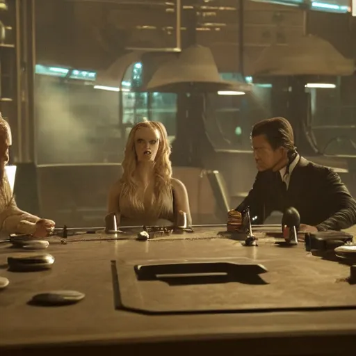 Prompt: westworld series scene in cyberpunk