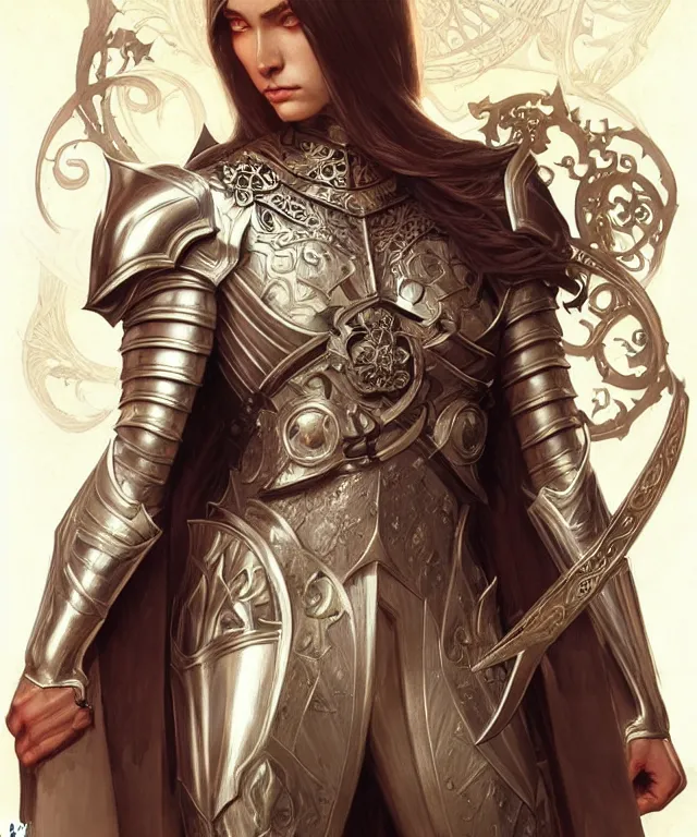 Image similar to Muscular and powerful medieval knight portrait, art nouveau, fantasy, intricate flower designs, elegant, highly detailed, sharp focus, art by Artgerm and Greg Rutkowski