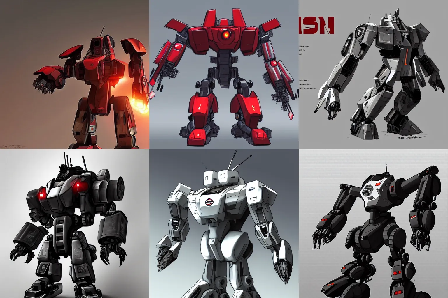 Prompt: a concept art of a nissan combat mech, with a big nissan logo in the body, artstation