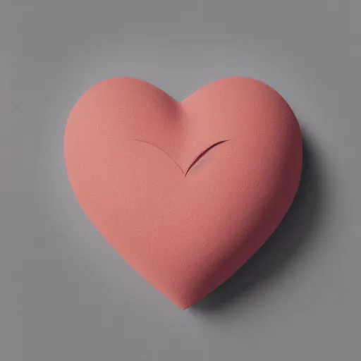 Image similar to 3d render of a red clay heart shape in the middle of a gray sheet of paper, range of pastel colors on the left side