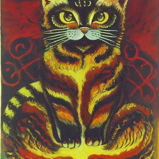 Image similar to a fire cat, louis wain,