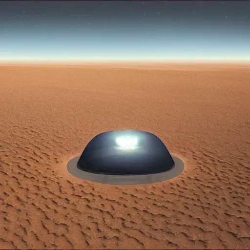 Image similar to concept art of a ufo over an american desert,