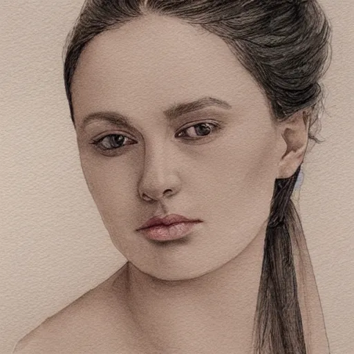 Prompt: rene almanza portraits of women, highly detailed watercolour sketch