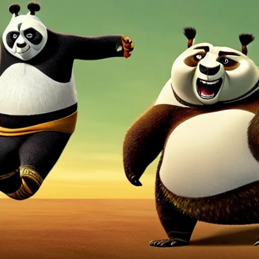 Image similar to a still of from the movie kung fu panda crossover with the movie about schmidt and the movie inception