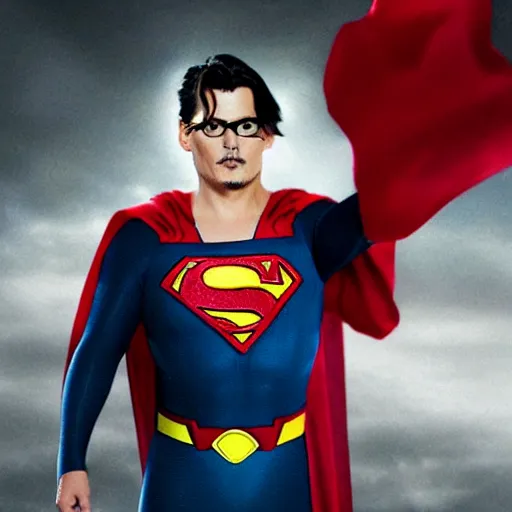 Prompt: johnny depp as superman