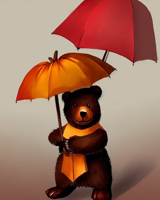 Image similar to autumn a bear with an umbrella by samuel smith trending on artstation