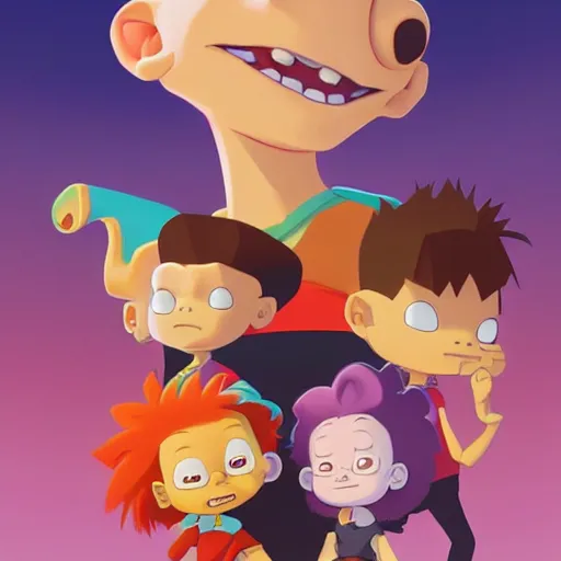 Image similar to face icon stylized minimalist rugrats, loftis, cory behance hd by jesper ejsing, by rhads, makoto shinkai and lois van baarle, ilya kuvshinov, rossdraws global illumination