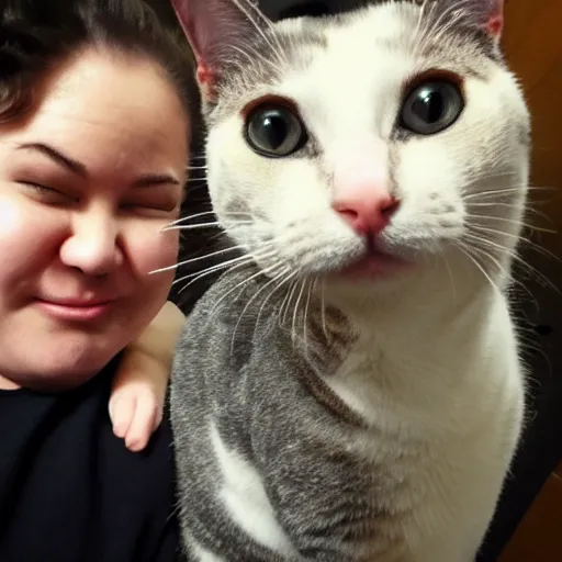 Prompt: photo of two fat cats taking a selfie, best friends