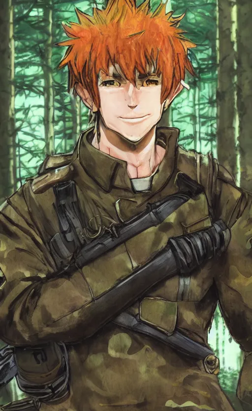 Image similar to close up character portrait icon of the german shepard beast - man military uniform head animal person wearing clothes standing in the bright forest, hidari, color page, tankoban, 4 k, tone mapping, akihiko yoshida