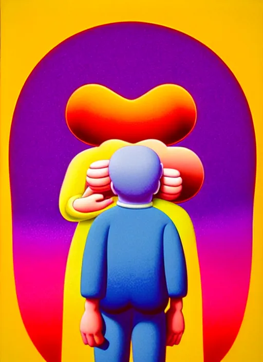 Prompt: love by shusei nagaoka, kaws, david rudnick, airbrush on canvas, pastell colours, cell shaded, 8 k