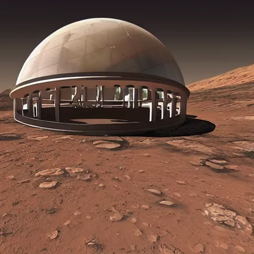 Image similar to a solarpunk domed city on mars