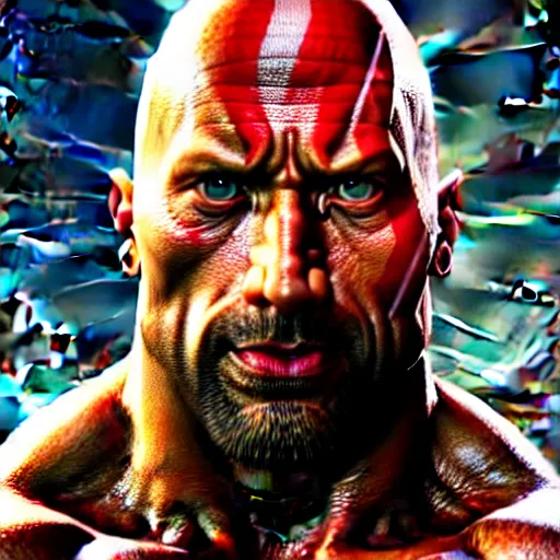 Prompt: portrait painting of dwayne johnson as kratos, ultra realistic, concept art, intricate details, eerie, highly detailed, photorealistic, octane render, 8 k, unreal engine. art by artgerm and greg rutkowski and charlie bowater and magali villeneuve and alphonse mucha