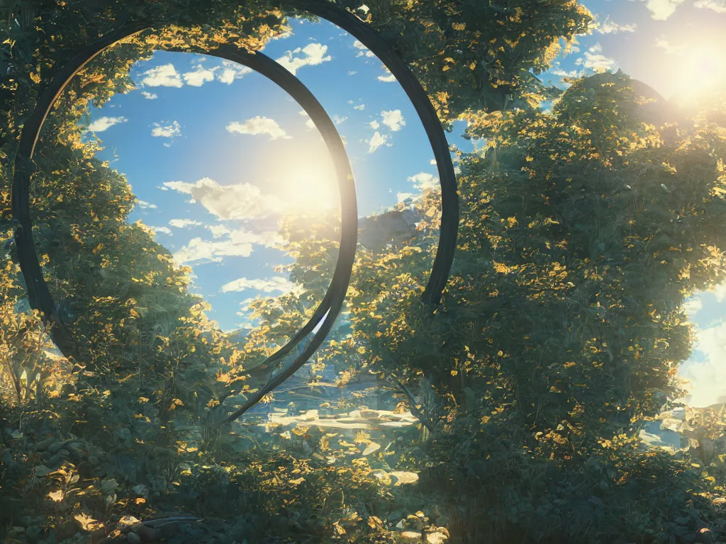 Image similar to 3 d render, sunlight study, the universe is a spheroid region 7 0 5 meters in diameter, art nouveau, by john william waterhouse and ( ( ( ( ( lisa frank ) ) ) ) ), 8 k, sharp focus, octane render