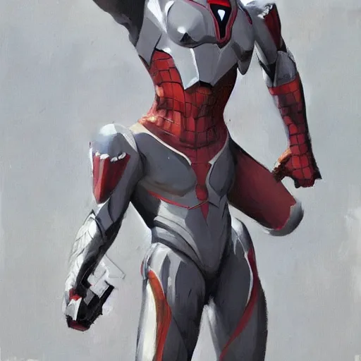 Image similar to greg manchess portrait painting of armored spiderman ultraman grey fox from metal gear cyborg gay japanese - american hybrid as overwatch character, medium shot, asymmetrical, profile picture, organic painting, sunny day, matte painting, bold shapes, hard edges, street art, trending on artstation, by huang guangjian and ail elvgren and sachin teng