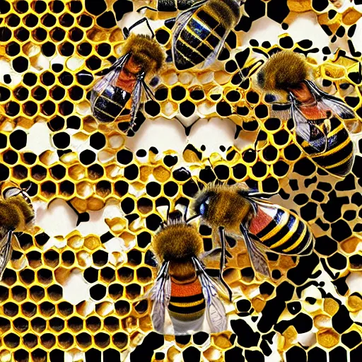 Image similar to a team of bee nerds, hyperrealistic, digital art, 4 k