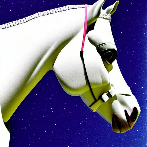 Prompt: a horse like a baby sits on the back of an astronaut - realistic, style by kezie demessance