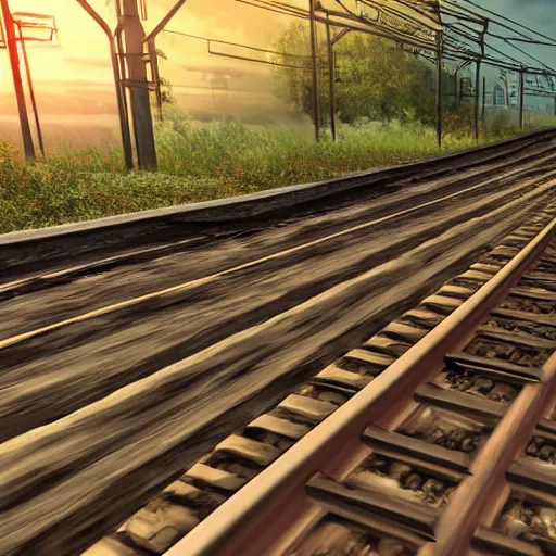 Prompt: railway tracks, graphics, realistic, high detail