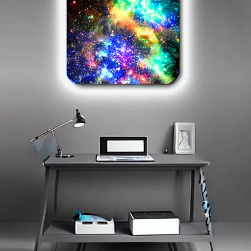 Image similar to a galaxy inside a resin cube, realistic digital art