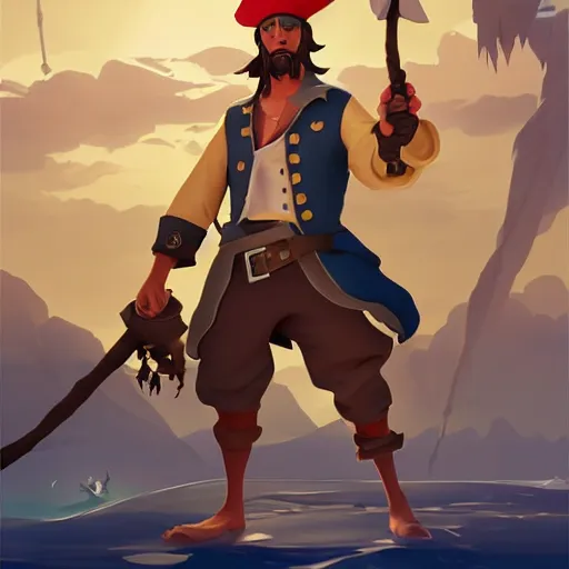 Image similar to painting jack the pirate on sea of thieves game avatar hero smooth face median photoshop filter cutout vector behance hd by jesper ejsing, by rhads, makoto shinkai and lois van baarle, ilya kuvshinov, rossdraws, illustration, art by ilya kuvshinov and gustav klimt