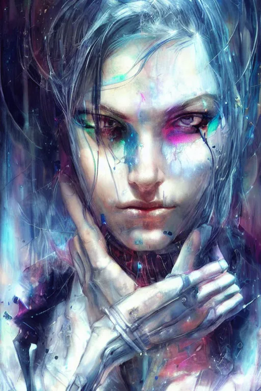 Image similar to cyberpunk cyborg woman portrait art by agnes cecile, beautiful, soft, smooth