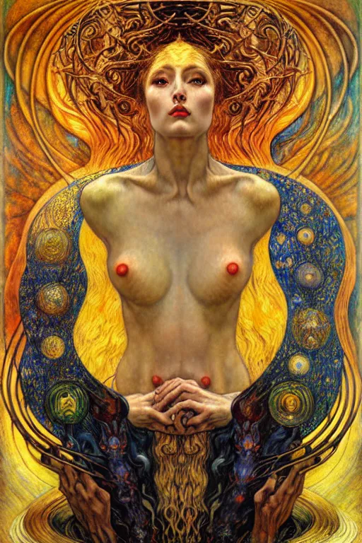 Image similar to Divine Chaos Engine by Karol Bak, Jean Delville, William Blake, Gustav Klimt, and Vincent Van Gogh, symbolist, visionary