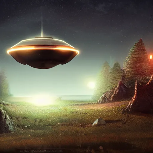 Prompt: found footage of a ufo at night, found footage, dynamic lighting, photorealistic fantasy concept art, trending on art station, stunning visuals, creative, cinematic, ultra detailed