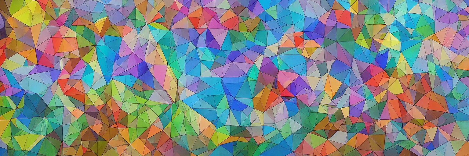 Image similar to landscape scenery, Mural, Hyperprism, Geometric, Polygonal